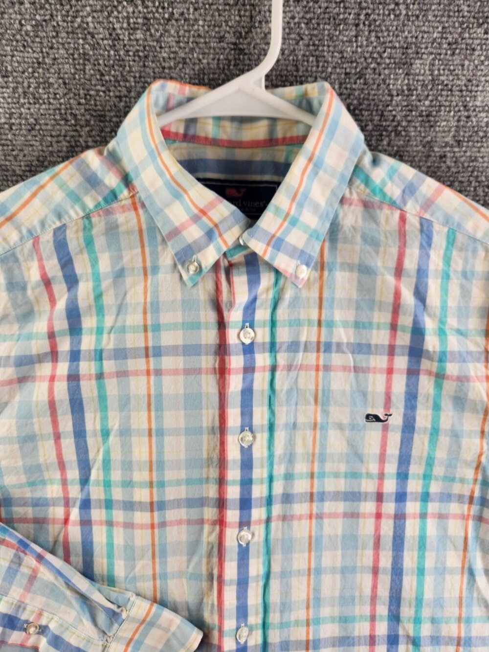 Vineyard Vines Slim Fit Whale Mens Medium Multicolor Plaid Long Sleeve Button Up